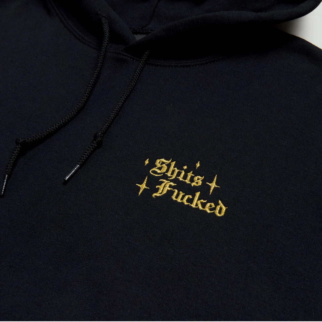 MINI FUCKED METALIC GOLD EMBROIDERED HOODED SWEATSHIRT
