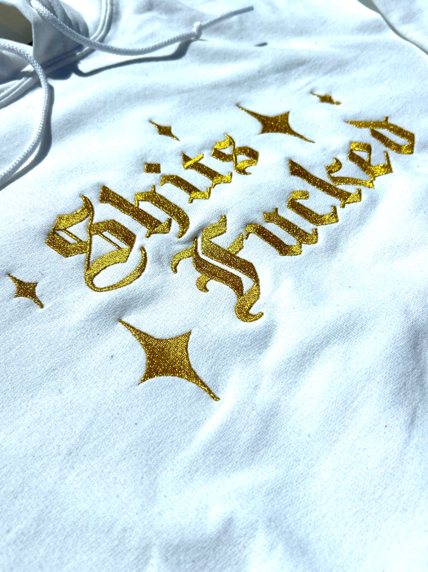 SPARKLE METALIC GOLD EMBROIDERED HOODED SWEATSHIRT