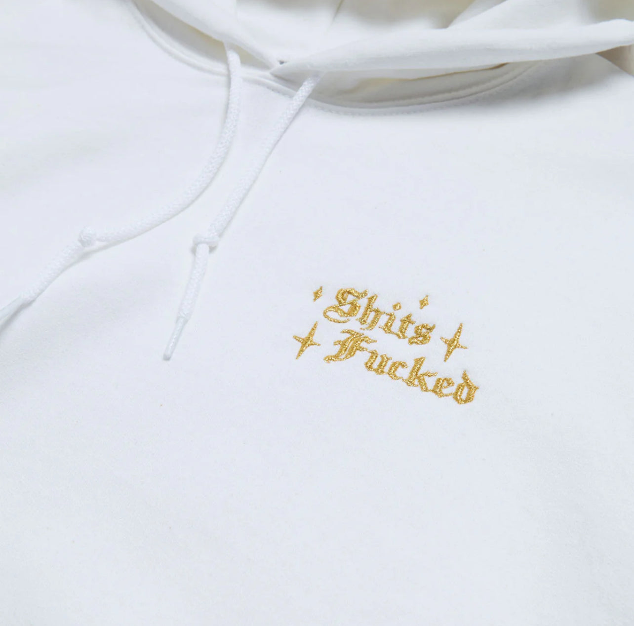 MINI FUCKED METALIC GOLD EMBROIDERED HOODED SWEATSHIRT