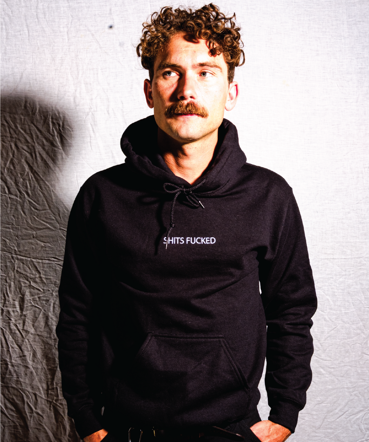 SHITS FUCKED EMBROIDERED HOODED SWEATSHIRT